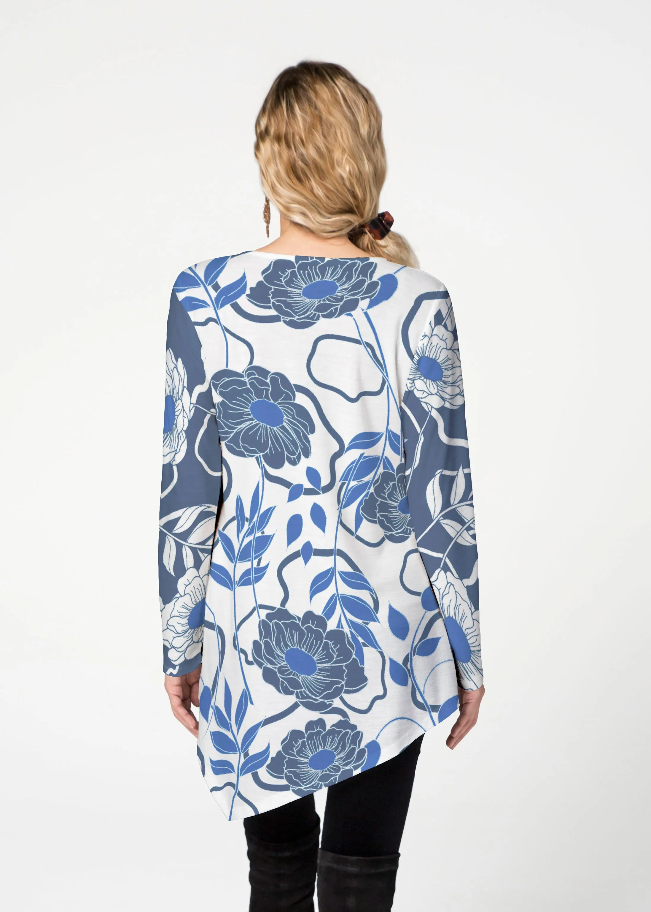 Clarrissa Navy (8138) ~ Asymmetrical French Terry Tunic