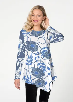 Clarrissa Navy (8138) ~ Asymmetrical French Terry Tunic
