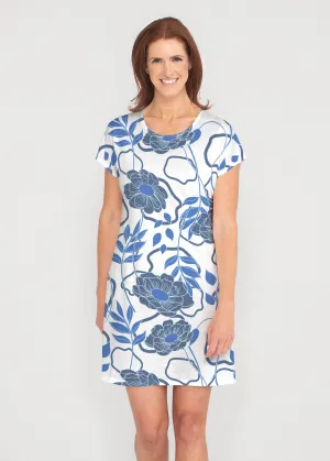 Clarrissa Navy (8138) ~ French Terry Short Sleeve Crew Dress