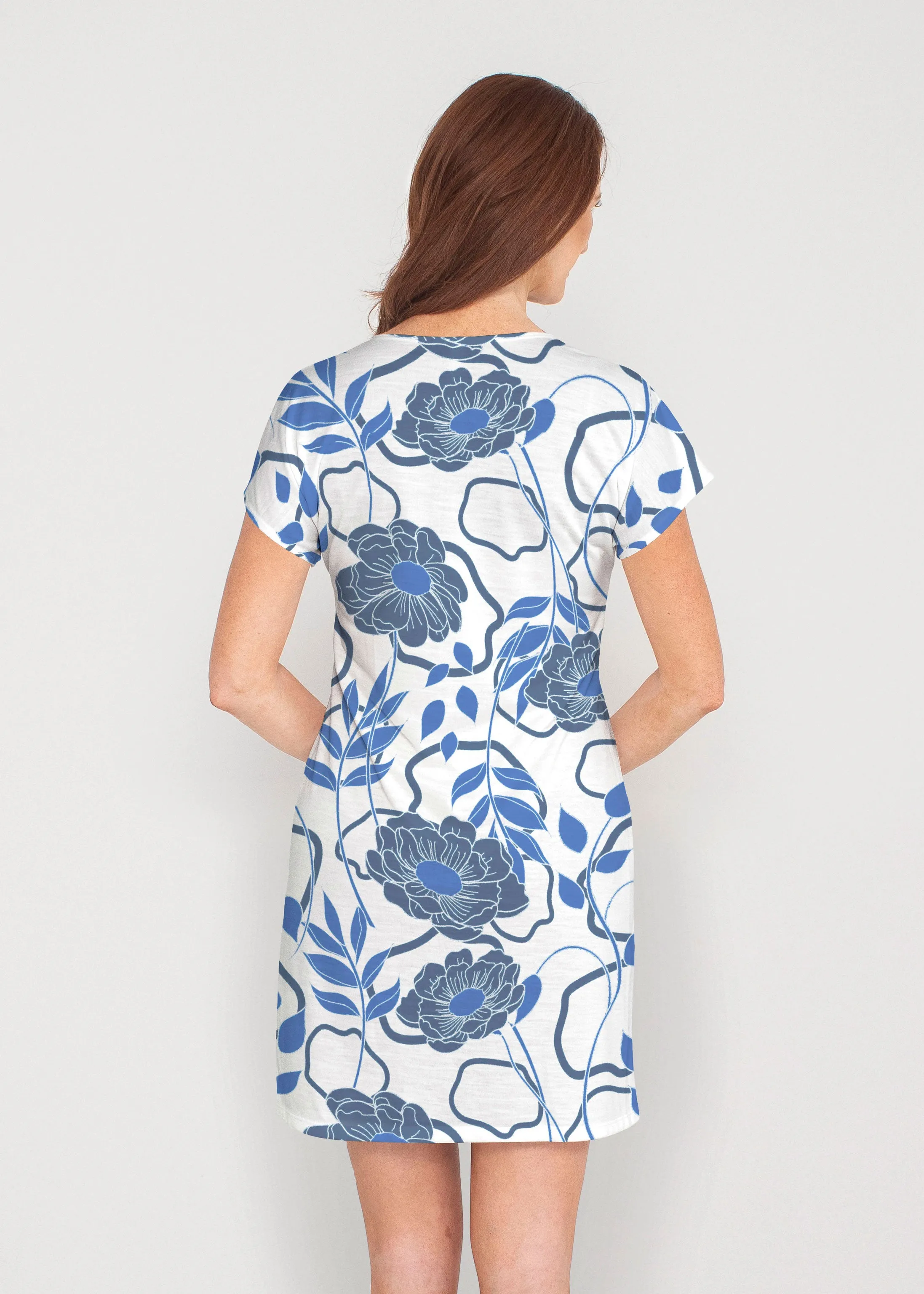 Clarrissa Navy (8138) ~ French Terry Short Sleeve Crew Dress