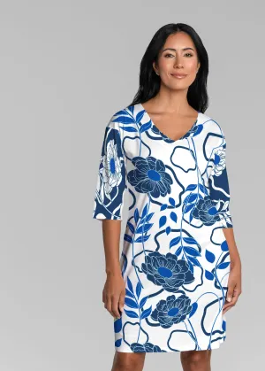 Clarrissa Navy (8138) ~ Lucy 3/4 Sleeve V-Neck Dress