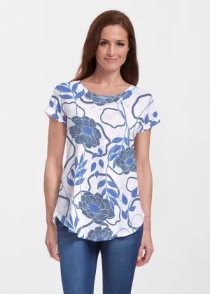 Clarrissa Navy (8138) ~ Short Sleeve Scoop Neck Flowy Tunic