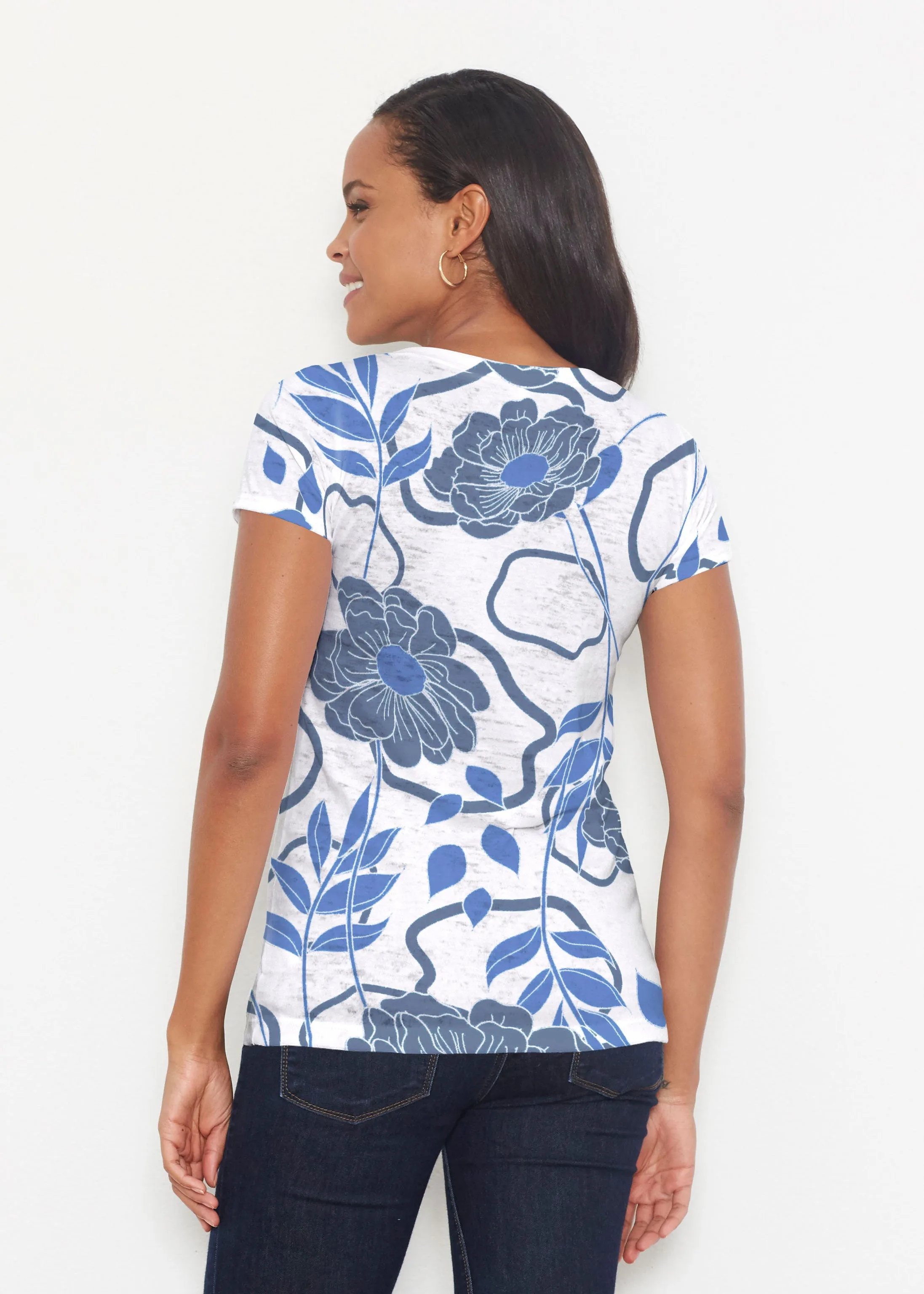 Clarrissa Navy (8138) ~ Short Sleeve Scoop Shirt