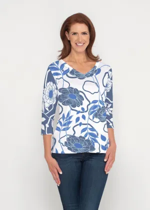 Clarrissa Navy (8138) ~ Signature 3/4 Sleeve V-Neck Top