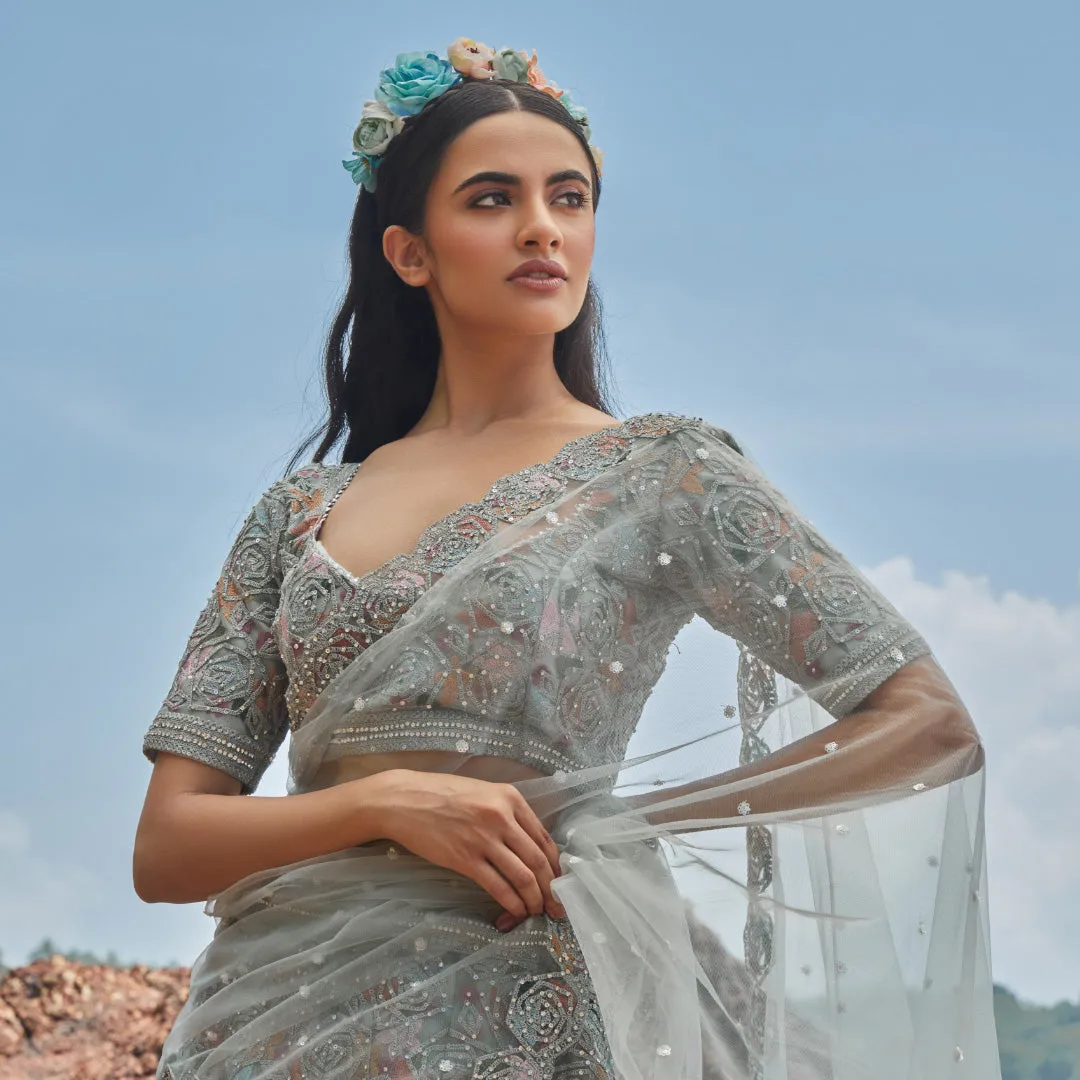 Classic Sea Green Lehenga With Modern Thread Work