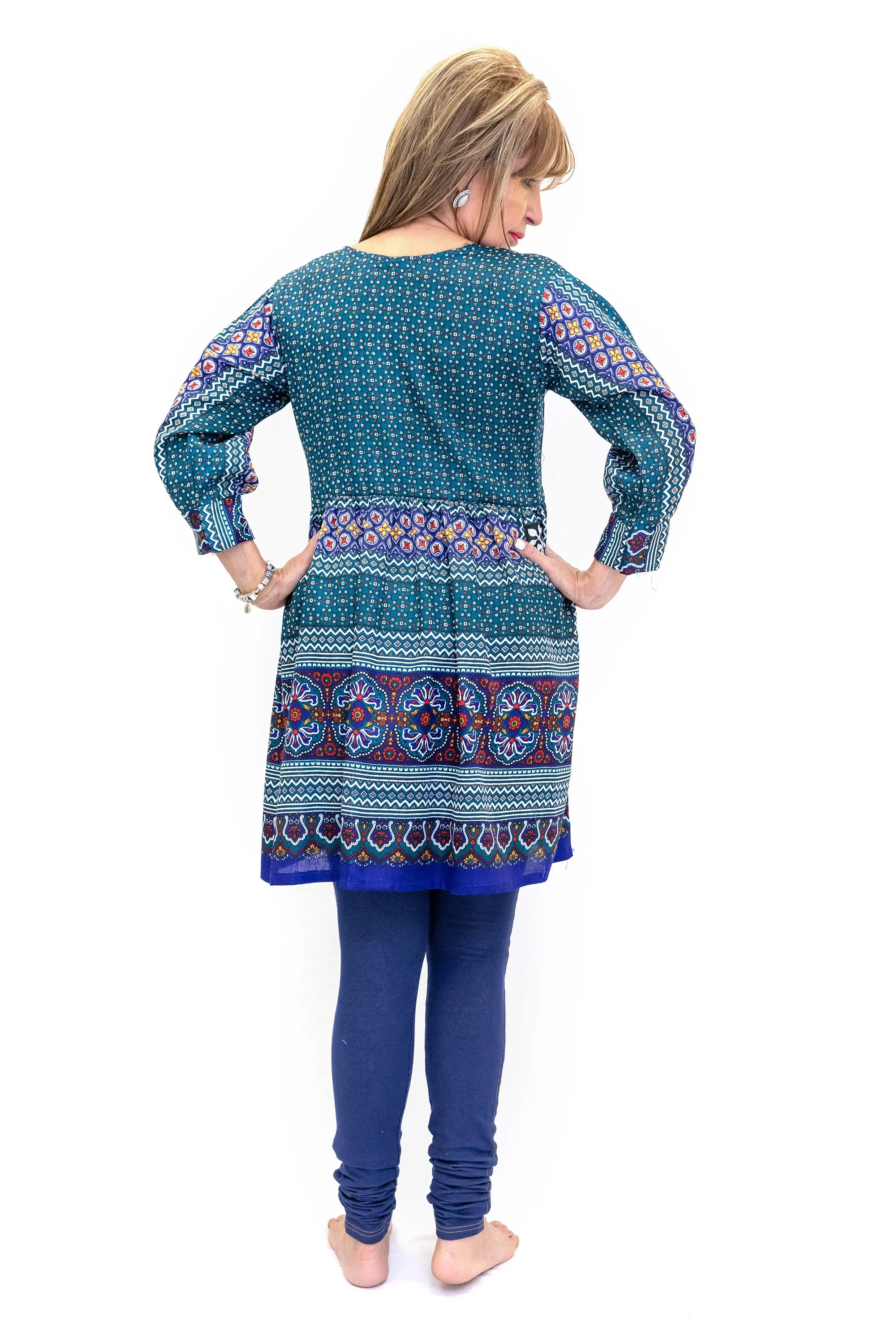 Colorful Multi-Print Cotton Kurti - Shirt