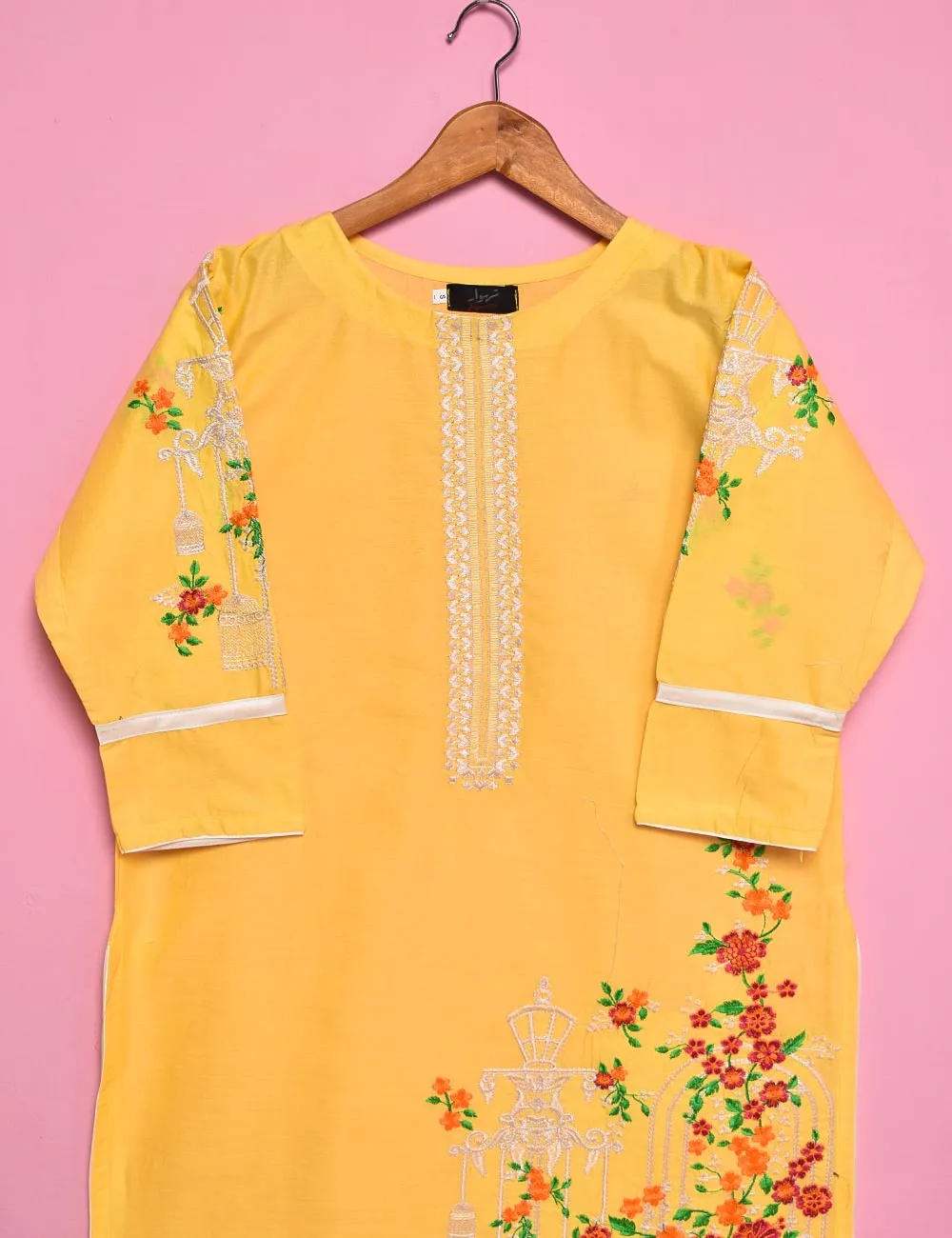 Cotton Embroidered Stitched Kurti - Ethnic Beam (TS-027A-Yellow)