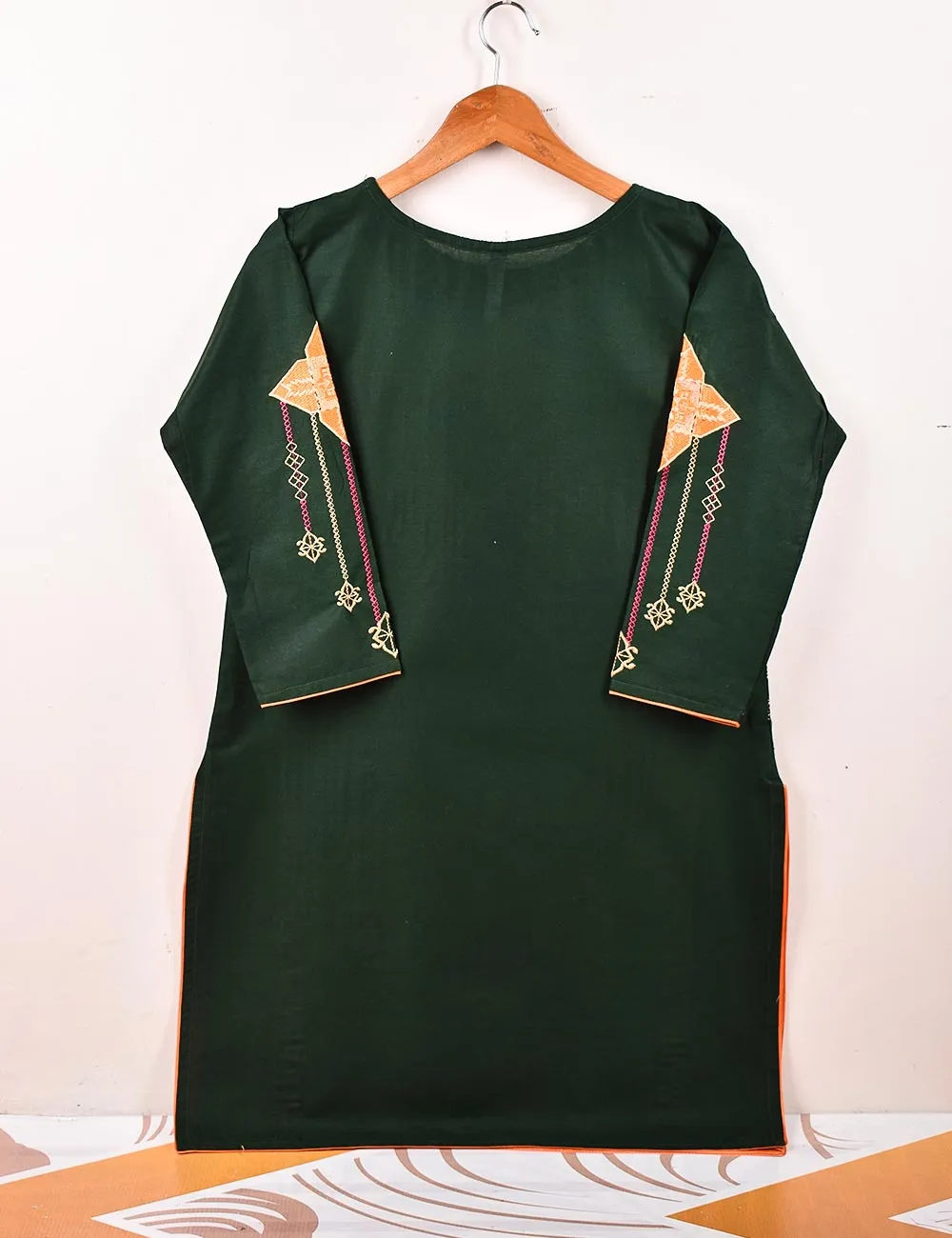 Cotton Embroidered Stitched Kurti - Nostalgia (TS-055A-Green)