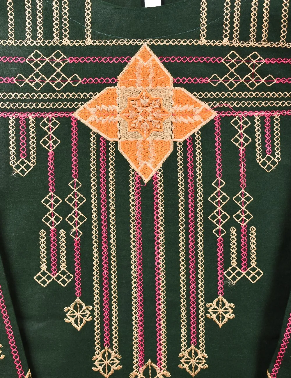 Cotton Embroidered Stitched Kurti - Nostalgia (TS-055A-Green)