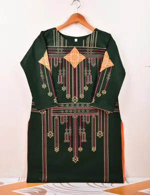 Cotton Embroidered Stitched Kurti - Nostalgia (TS-055A-Green)