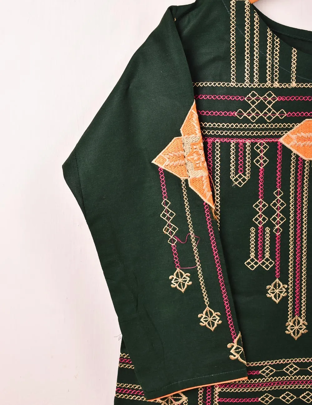 Cotton Embroidered Stitched Kurti - Nostalgia (TS-055A-Green)