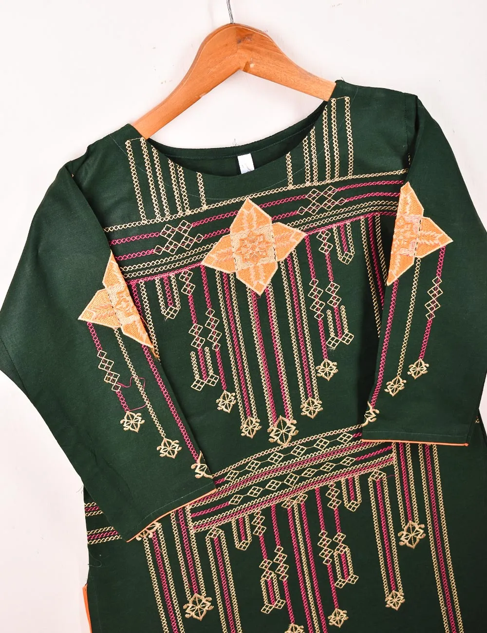 Cotton Embroidered Stitched Kurti - Nostalgia (TS-055A-Green)