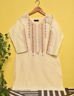Cotton Embroidered Stitched Kurti - Rangooli (TS-012A-Cream)
