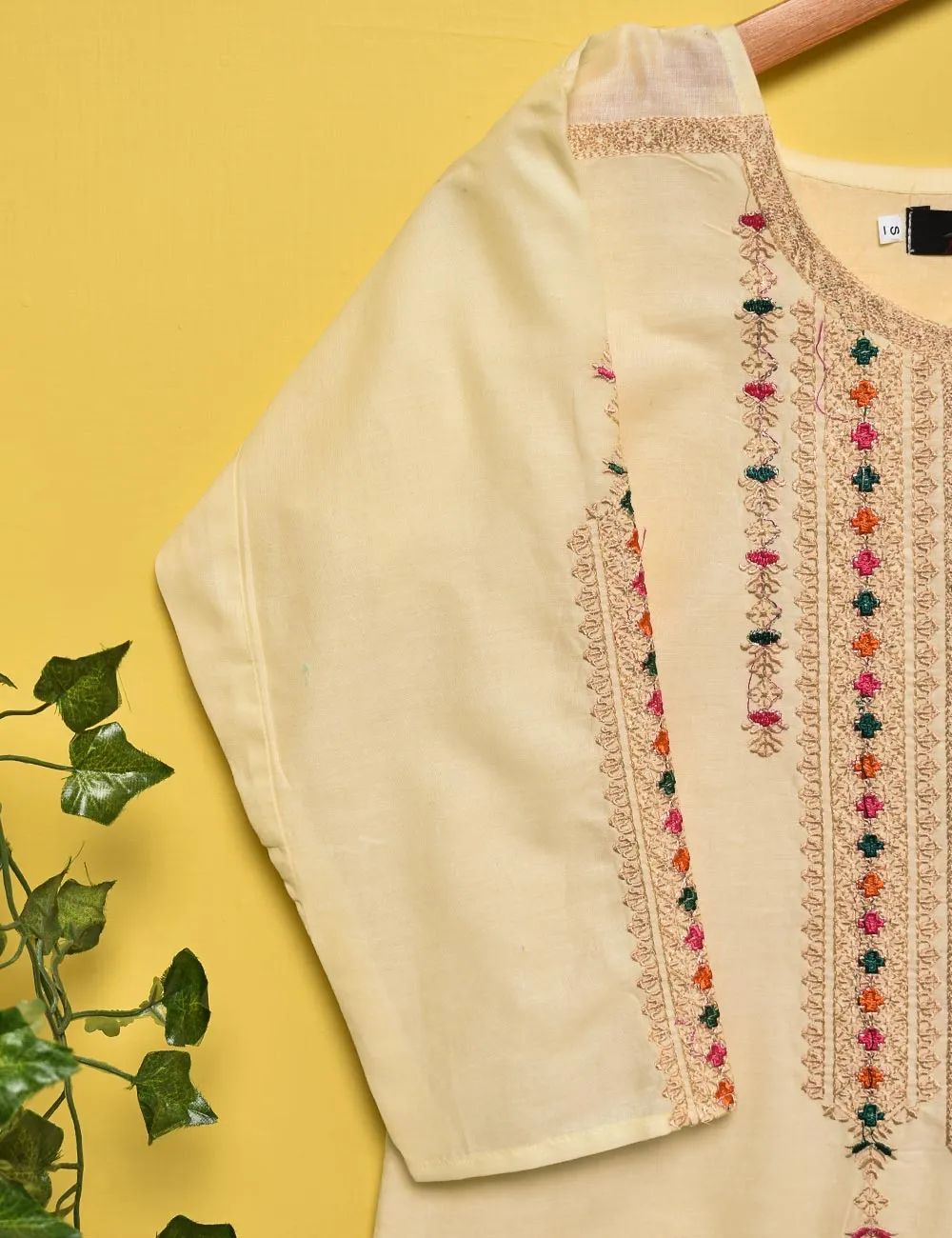 Cotton Embroidered Stitched Kurti - Rangooli (TS-012A-Cream)
