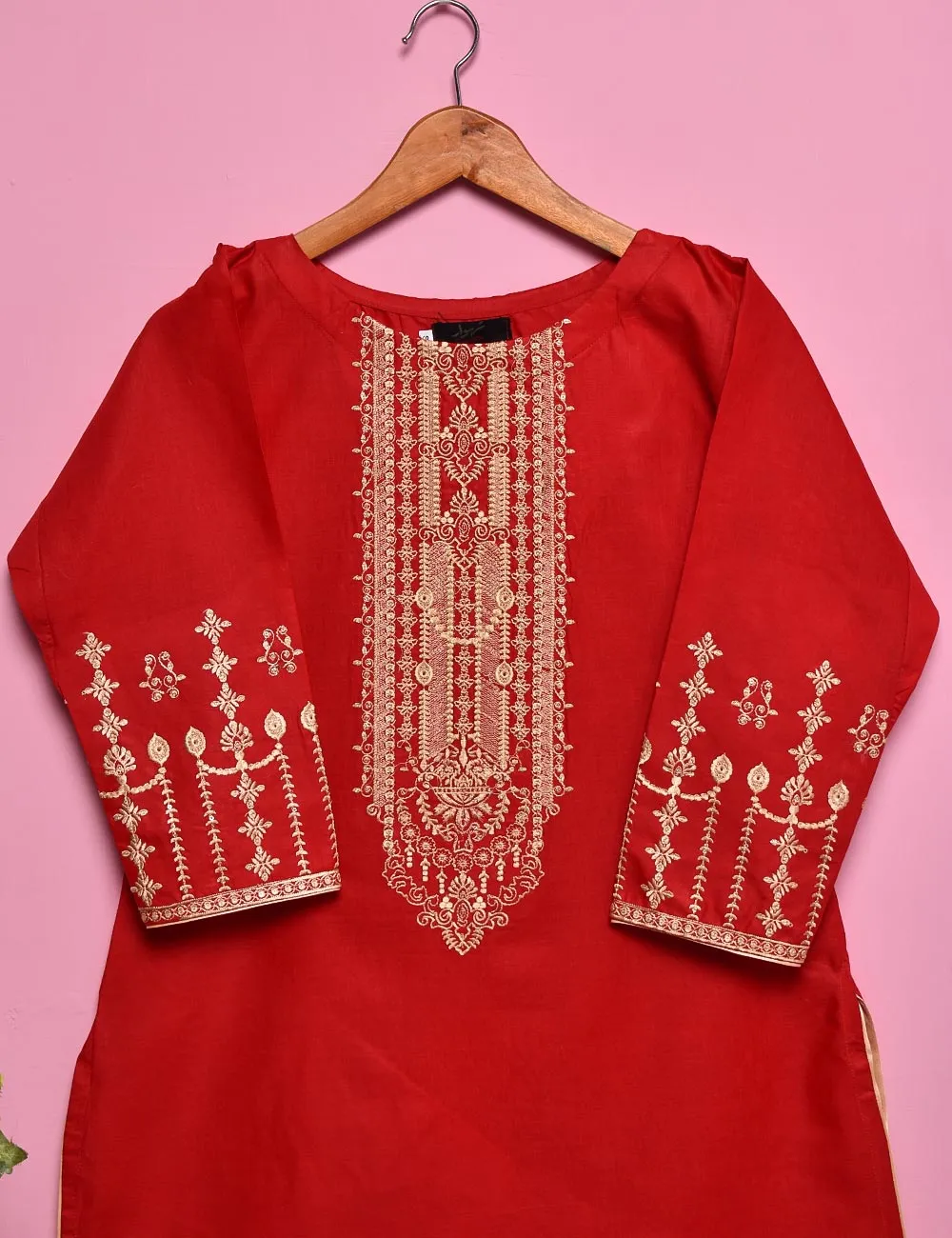 Cotton Embroidered Stitched Kurti - Scarlet Love (TS-014A-Red)