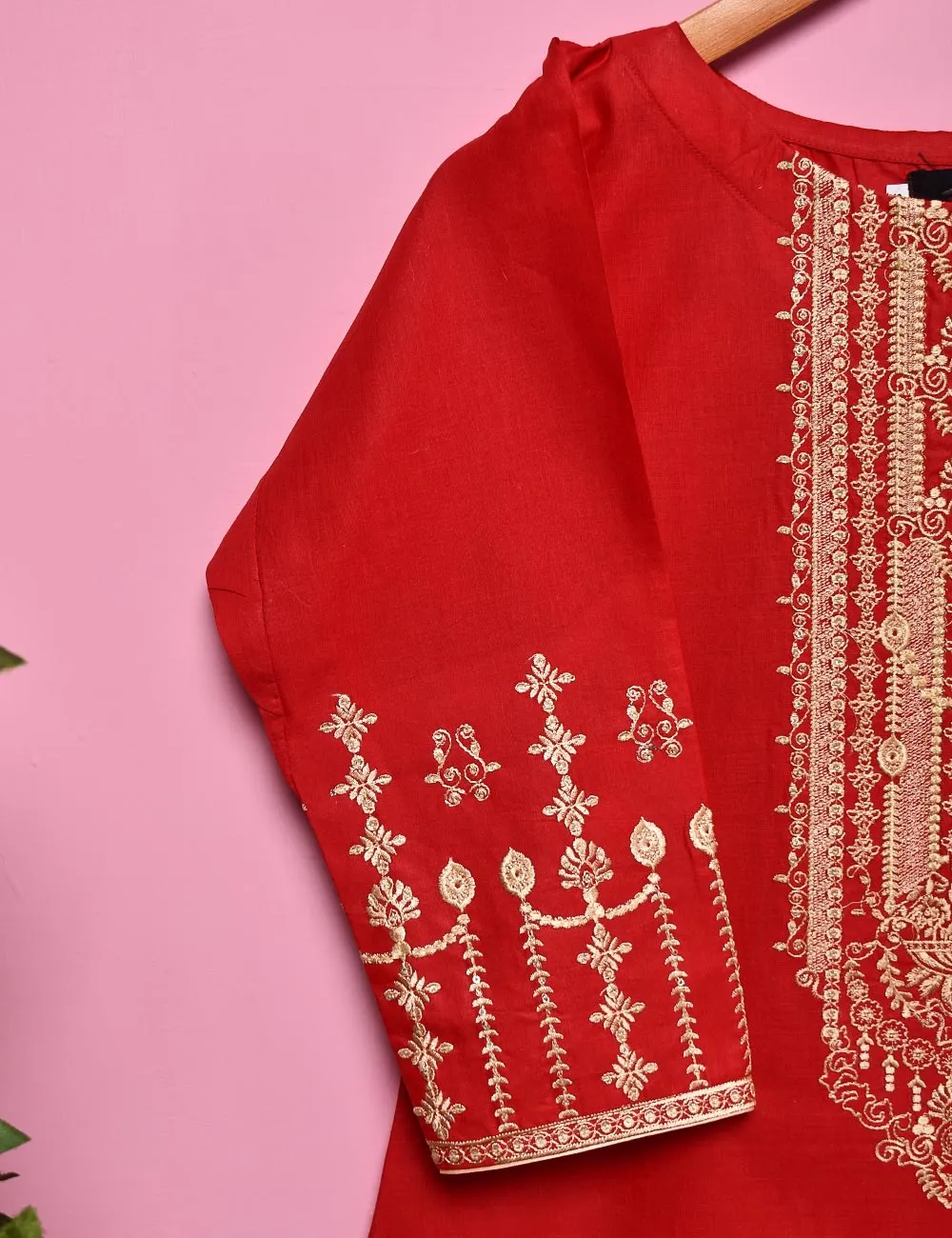 Cotton Embroidered Stitched Kurti - Scarlet Love (TS-014A-Red)