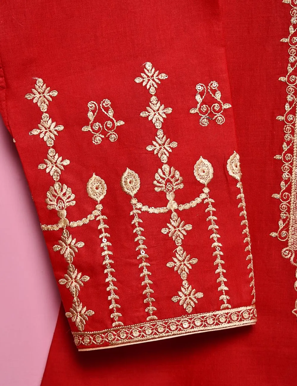 Cotton Embroidered Stitched Kurti - Scarlet Love (TS-014A-Red)