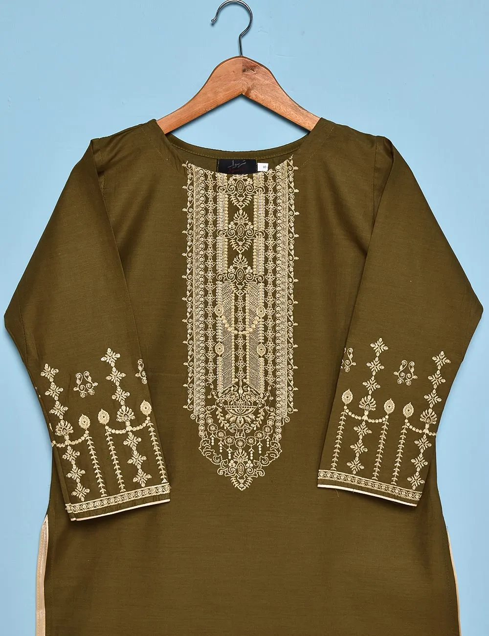 Cotton Embroidered Stitched Kurti - Scarlet Love (TS-014B-Brown)
