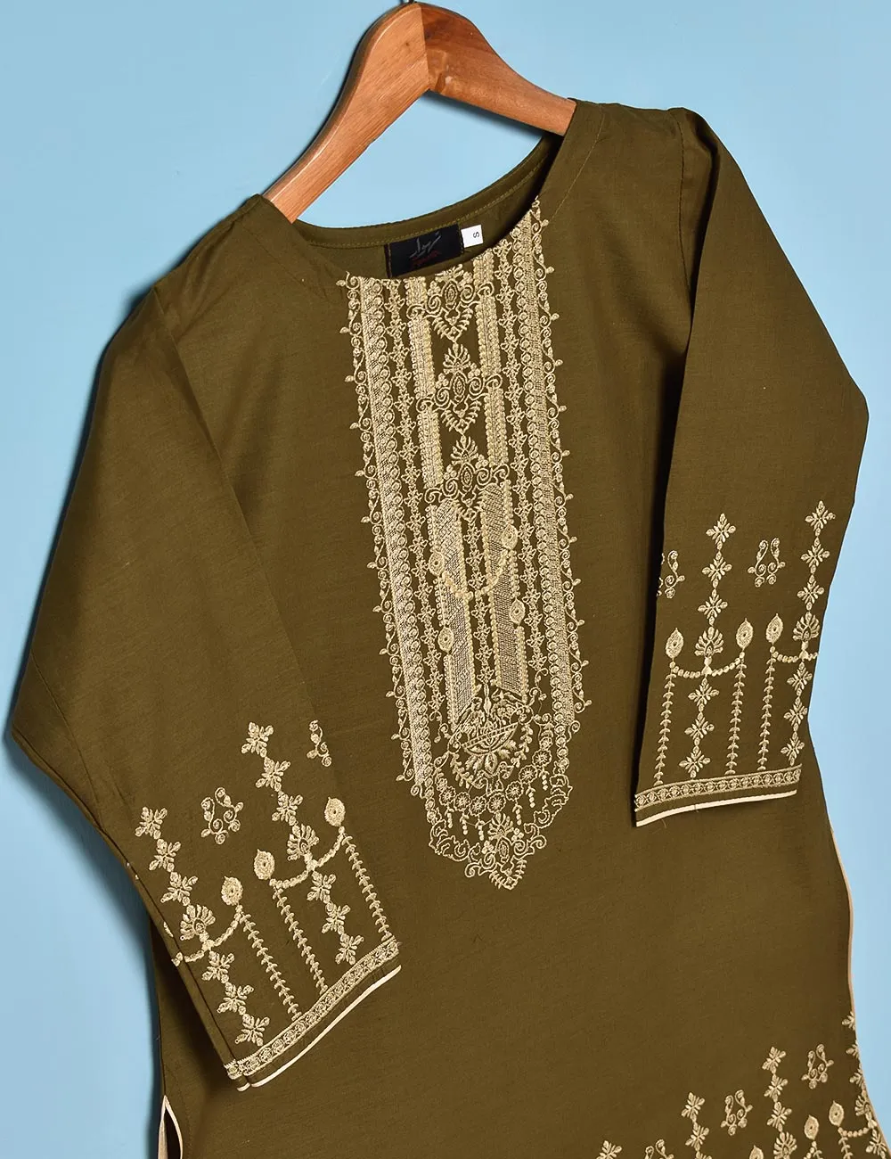 Cotton Embroidered Stitched Kurti - Scarlet Love (TS-014B-Brown)