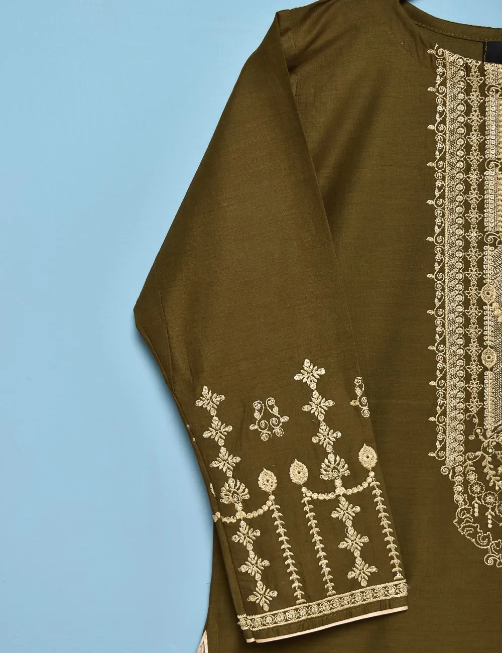 Cotton Embroidered Stitched Kurti - Scarlet Love (TS-014B-Brown)