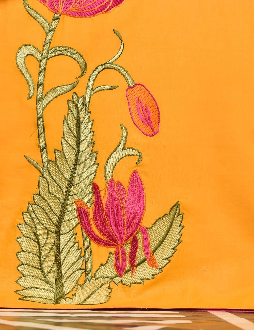 Cotton Embroidered Stitched Kurti - Stunning Poppy (TS-004A-Yellow)