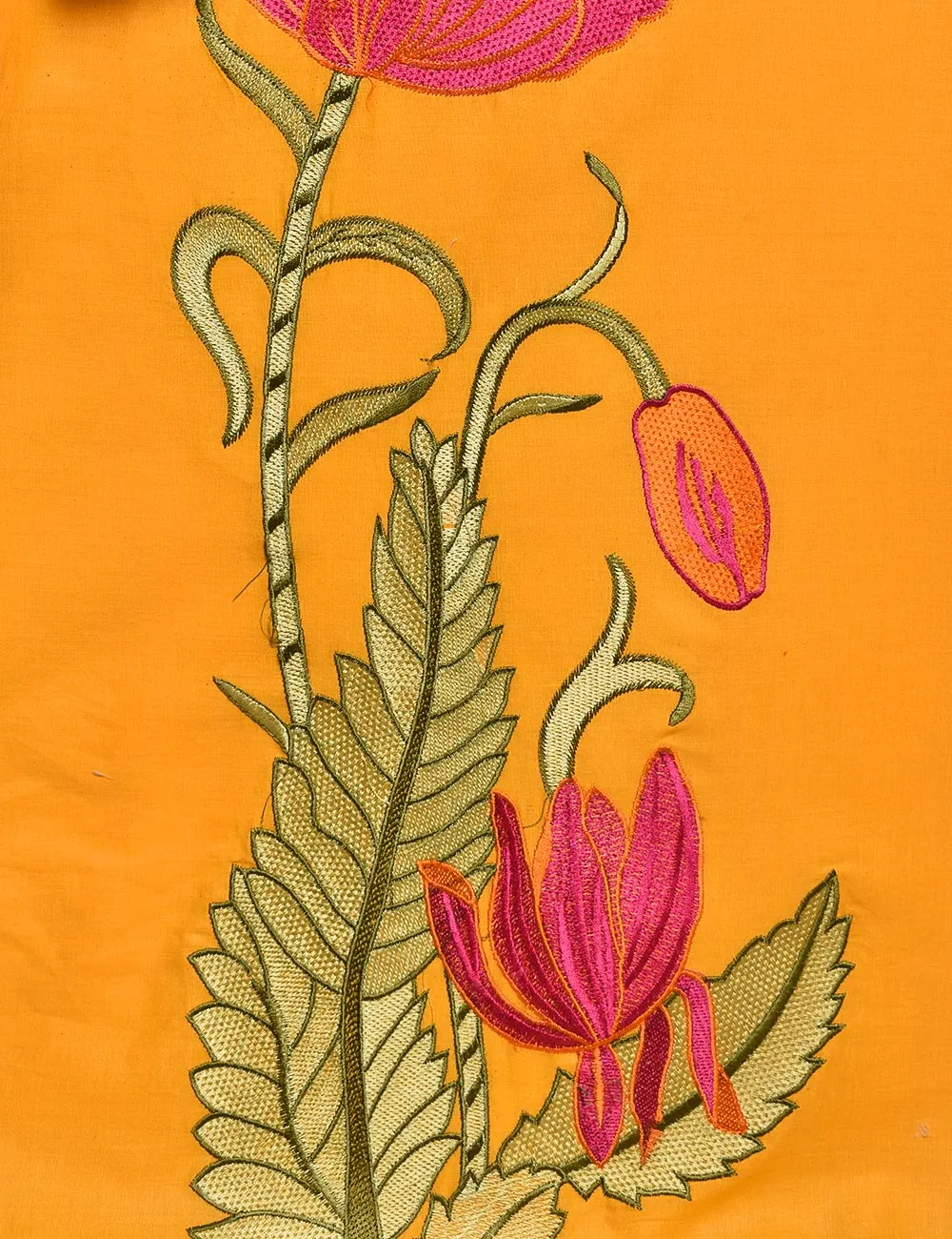 Cotton Embroidered Stitched Kurti - Stunning Poppy (TS-004A-Yellow)