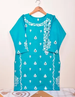 Cotton Embroidered Stitched Kurti With Mirror Work - Bumblebee (TS-068C-Blue)