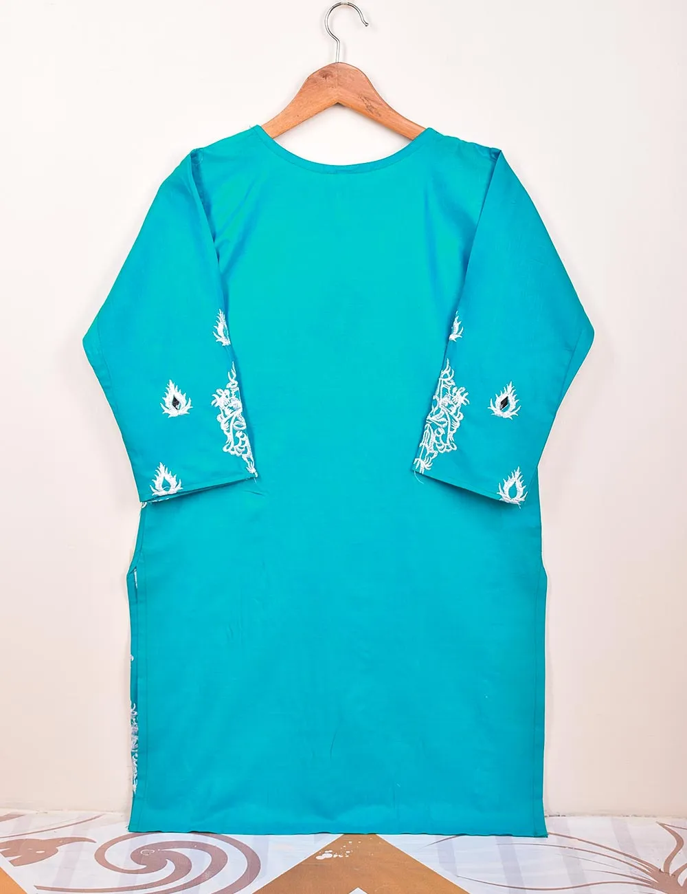 Cotton Embroidered Stitched Kurti With Mirror Work - Bumblebee (TS-068C-Blue)