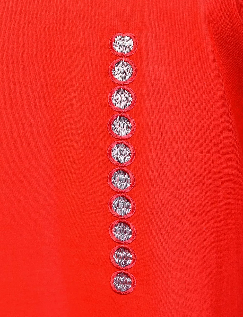 Cotton Embroidered With Net Embroidered Dupatta &amp; Banarsi Silk Trouser - Spirited Away (RTW-14-Red)