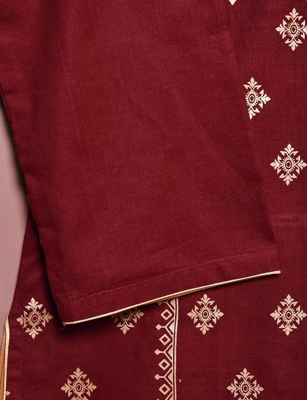 Cotton Printed Stitched Kurti - Azalee (TS-030A-Maroon)