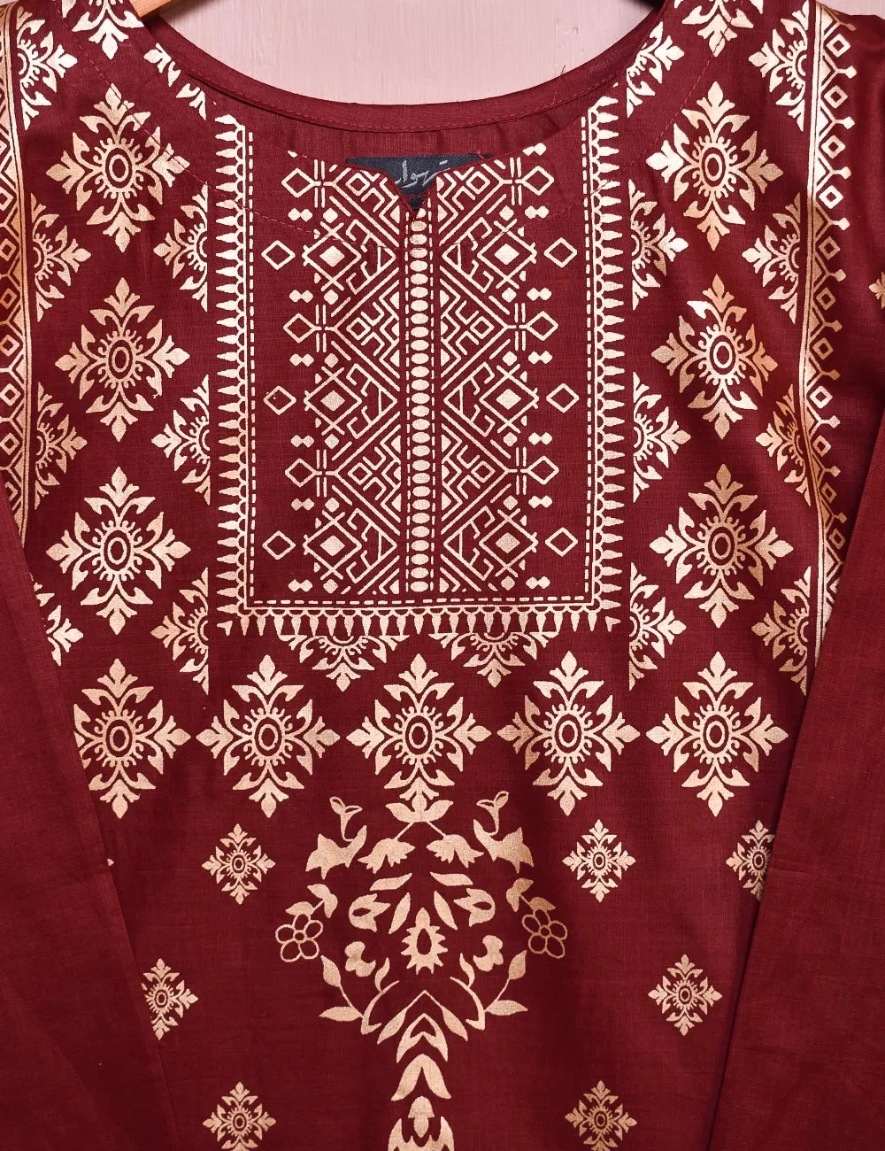 Cotton Printed Stitched Kurti - Azalee (TS-030A-Maroon)