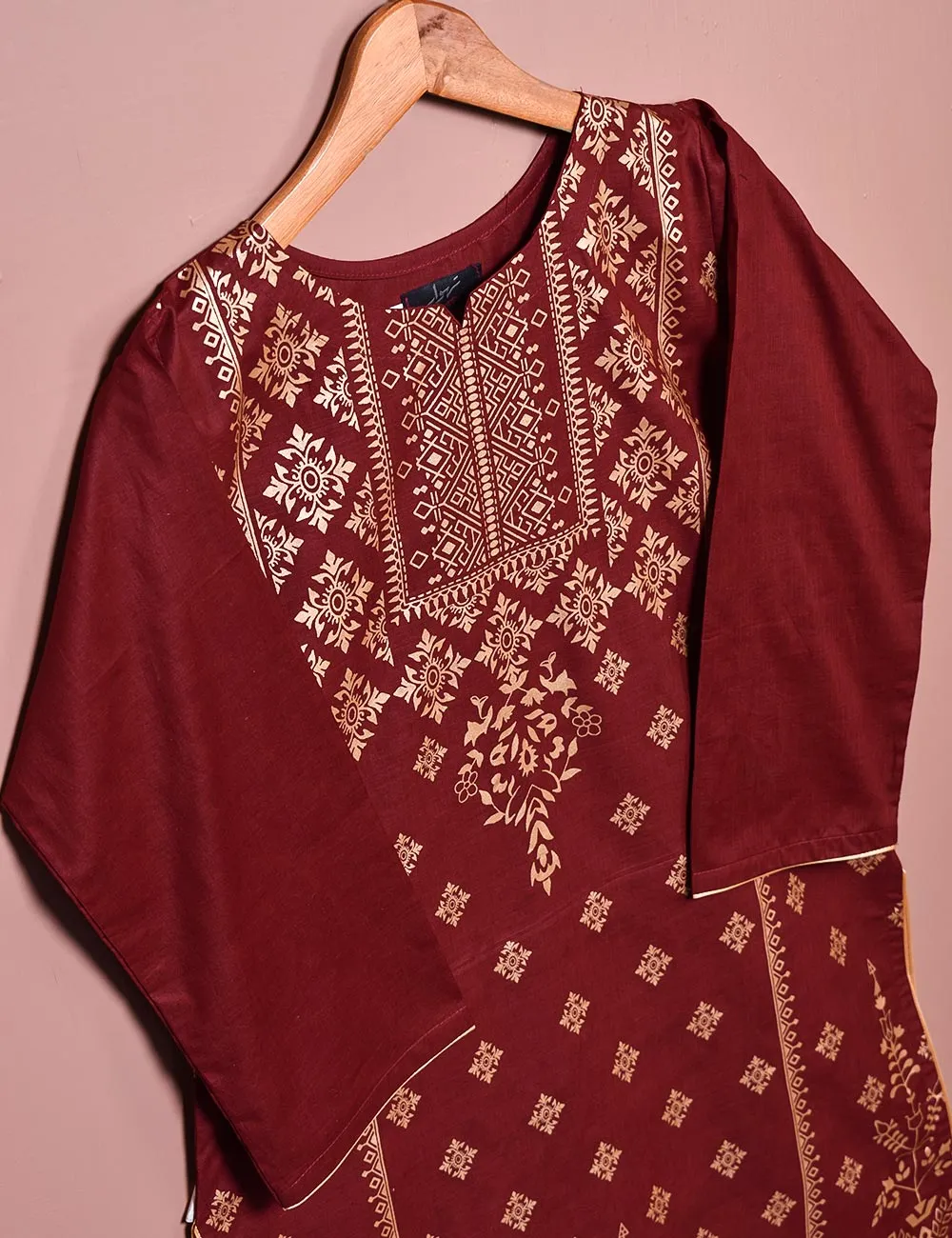 Cotton Printed Stitched Kurti - Azalee (TS-030A-Maroon)