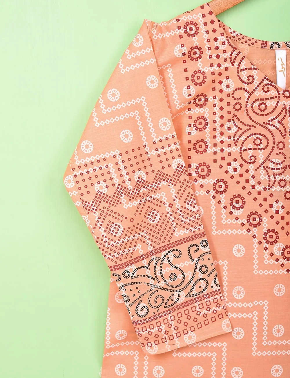 Cotton Printed Stitched Kurti - Electric Fuse (TS-080A-Peach)