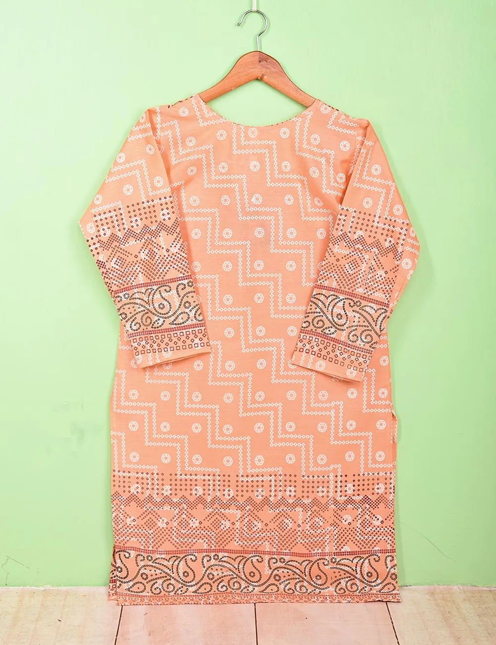 Cotton Printed Stitched Kurti - Electric Fuse (TS-080A-Peach)