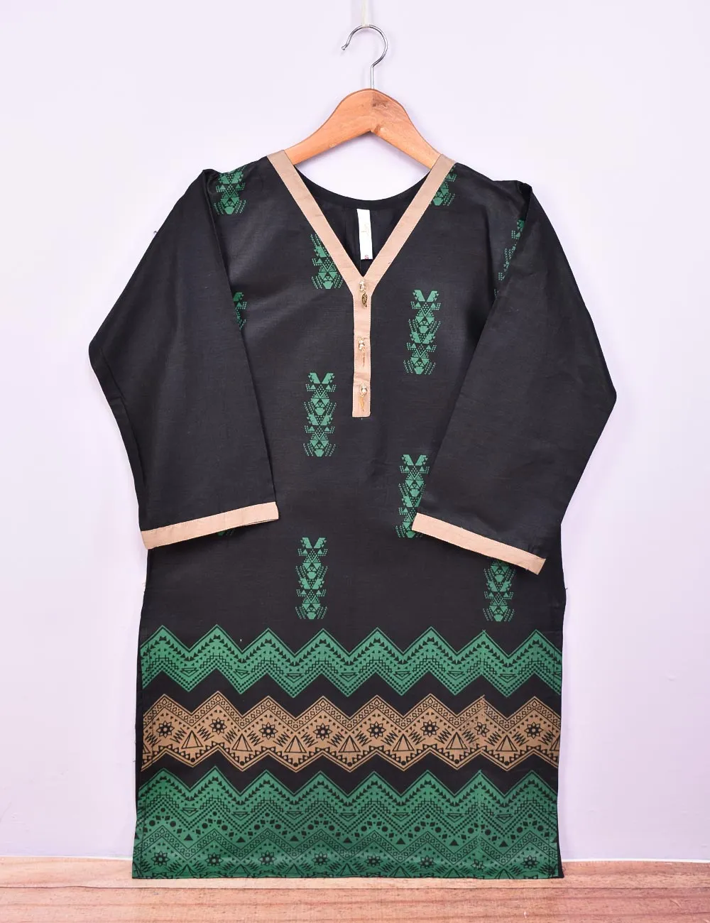Cotton Printed Stitched Kurti - Prima Donna (TS-082B-Black)