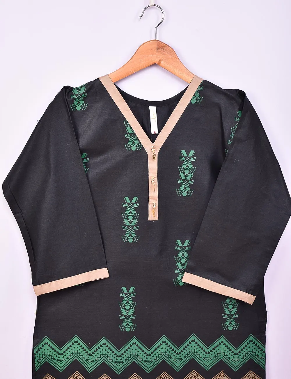 Cotton Printed Stitched Kurti - Prima Donna (TS-082B-Black)
