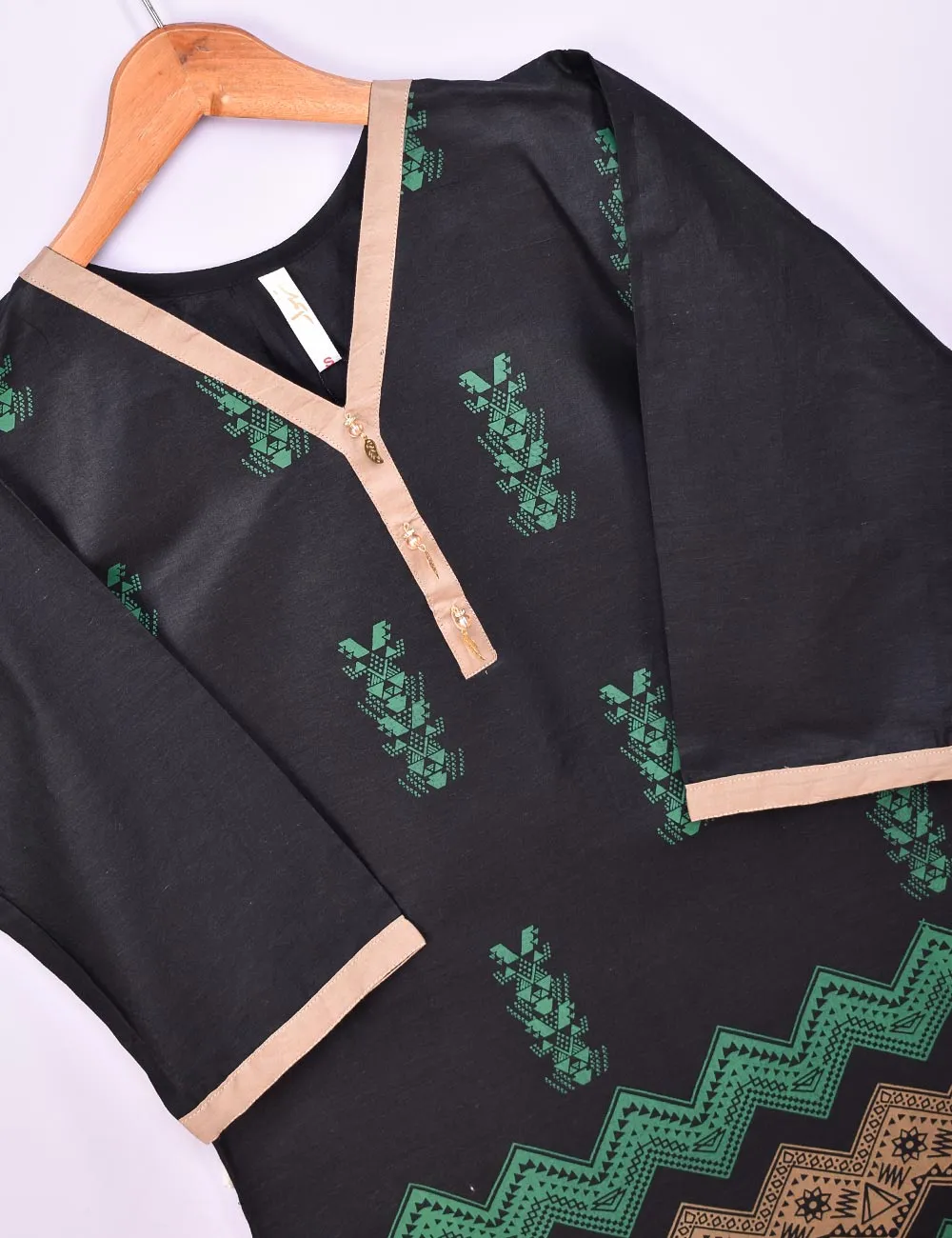 Cotton Printed Stitched Kurti - Prima Donna (TS-082B-Black)