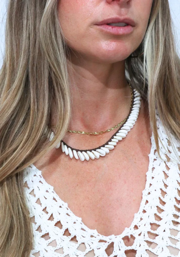 Cowrie Shell Necklace - Brown