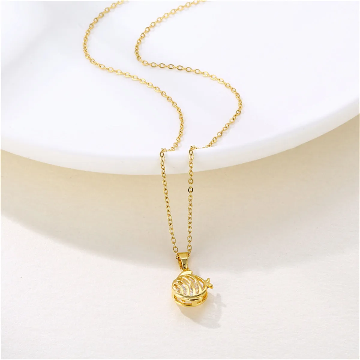 Crystal & 18K Gold-Plated Fish Pendant Necklace