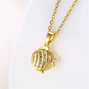 Crystal & 18K Gold-Plated Fish Pendant Necklace
