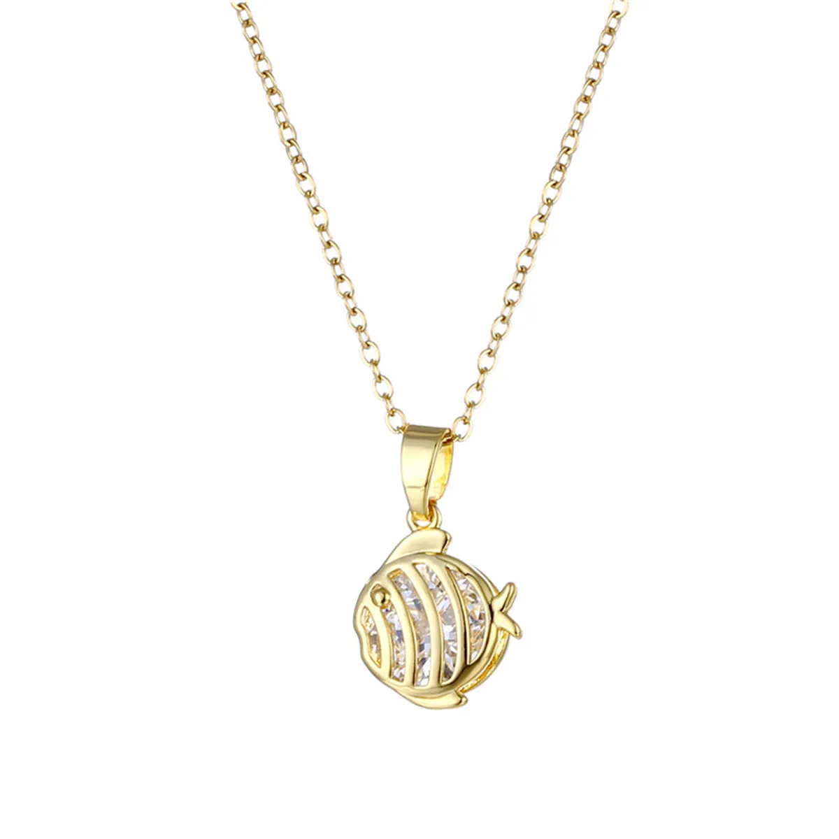 Crystal & 18K Gold-Plated Fish Pendant Necklace
