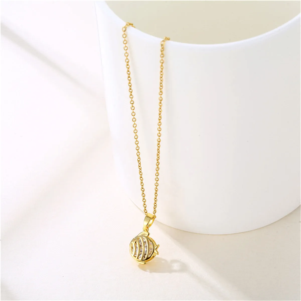 Crystal & 18K Gold-Plated Fish Pendant Necklace