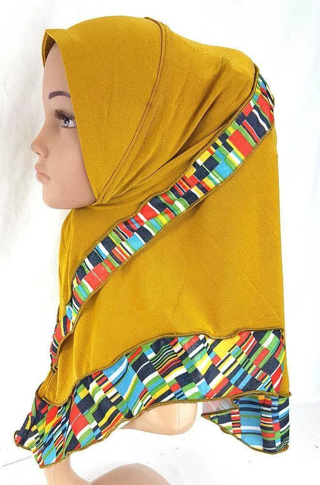 Crystal Hemp Kids Toddler Children Islamic Hijab Islamic Scarf Shawls -0102