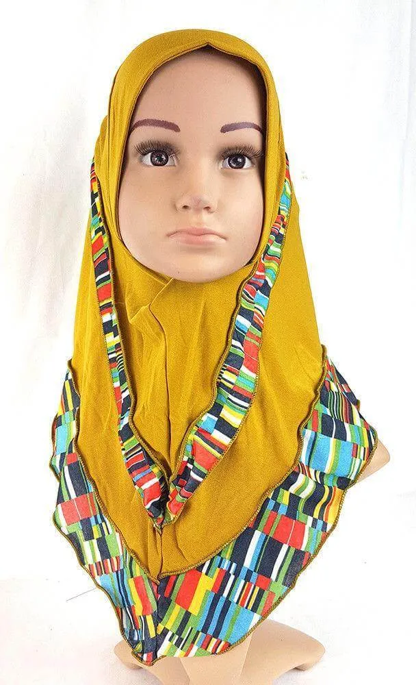 Crystal Hemp Kids Toddler Children Islamic Hijab Islamic Scarf Shawls -0102