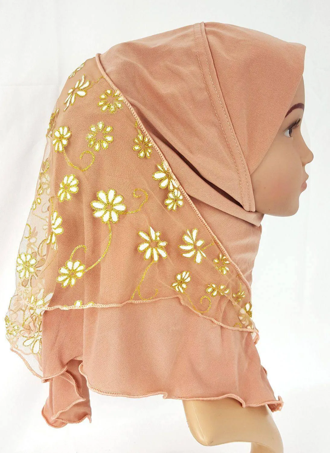 Crystal Hemp Toddler Children Kids Hijab Islamic Scarf Shawls -7270