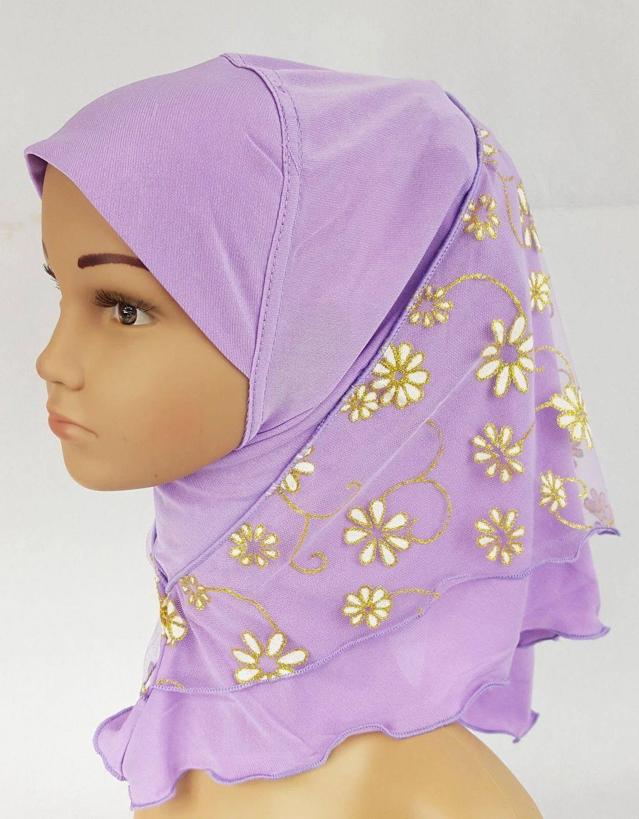 Crystal Hemp Toddler Children Kids Hijab Islamic Scarf Shawls -7270
