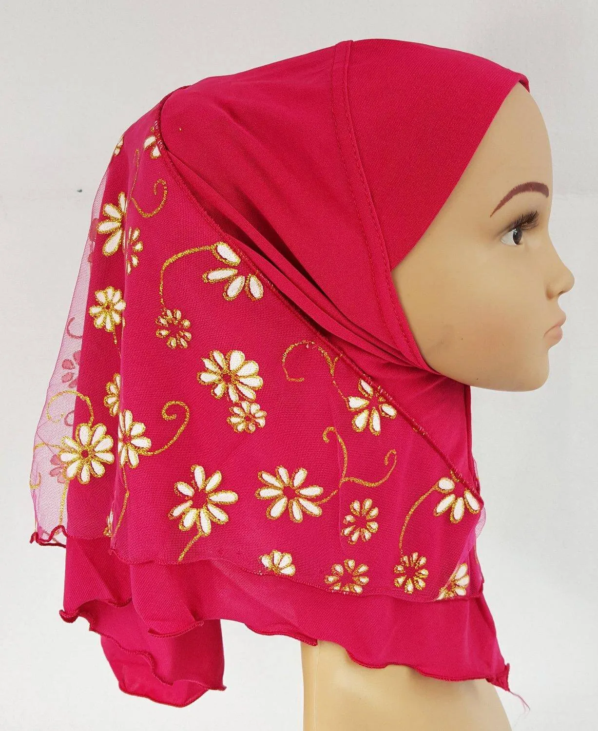 Crystal Hemp Toddler Children Kids Hijab Islamic Scarf Shawls -7270