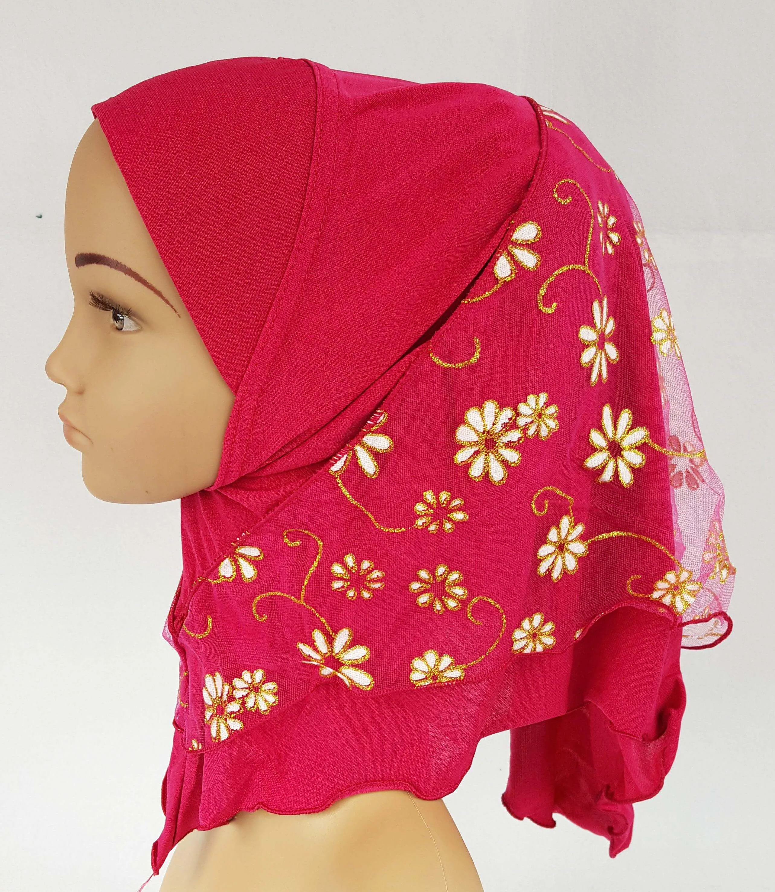 Crystal Hemp Toddler Children Kids Hijab Islamic Scarf Shawls -7270