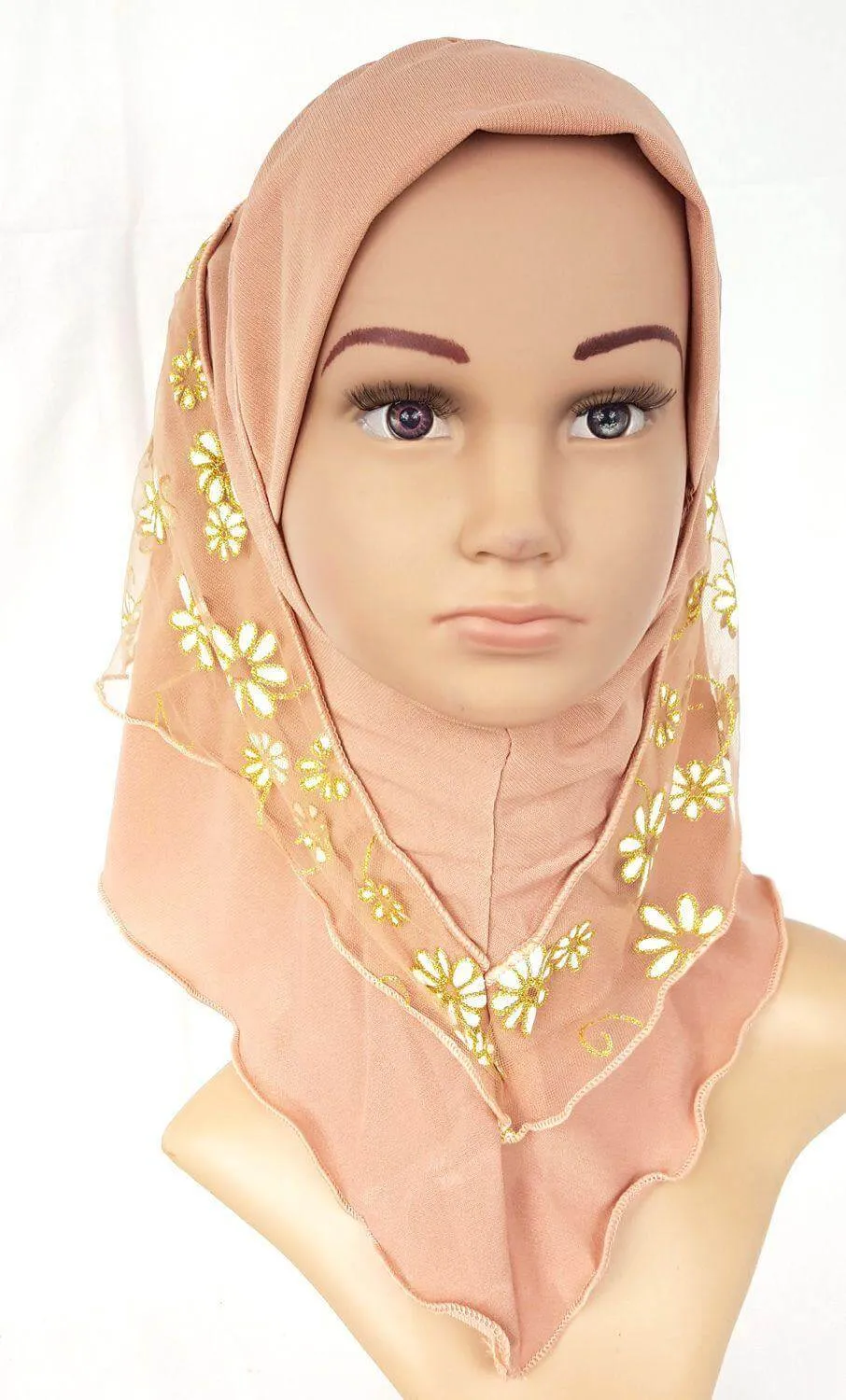 Crystal Hemp Toddler Children Kids Hijab Islamic Scarf Shawls -7270