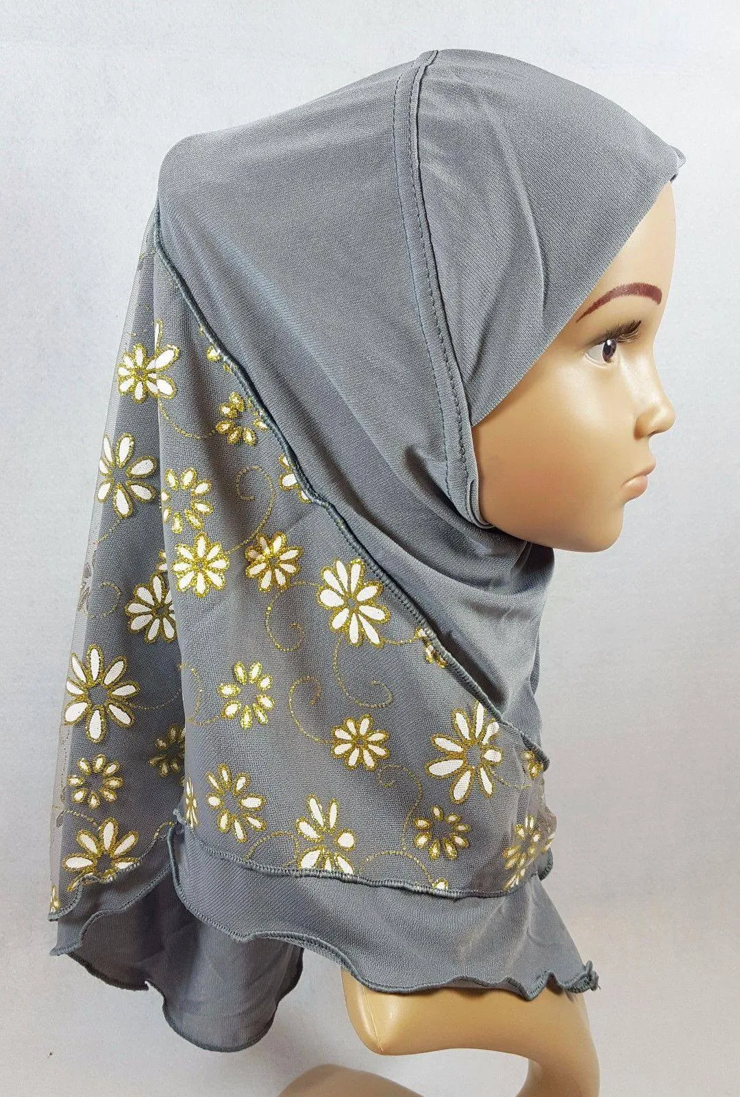 Crystal Hemp Toddler Children Kids Hijab Islamic Scarf Shawls -7270